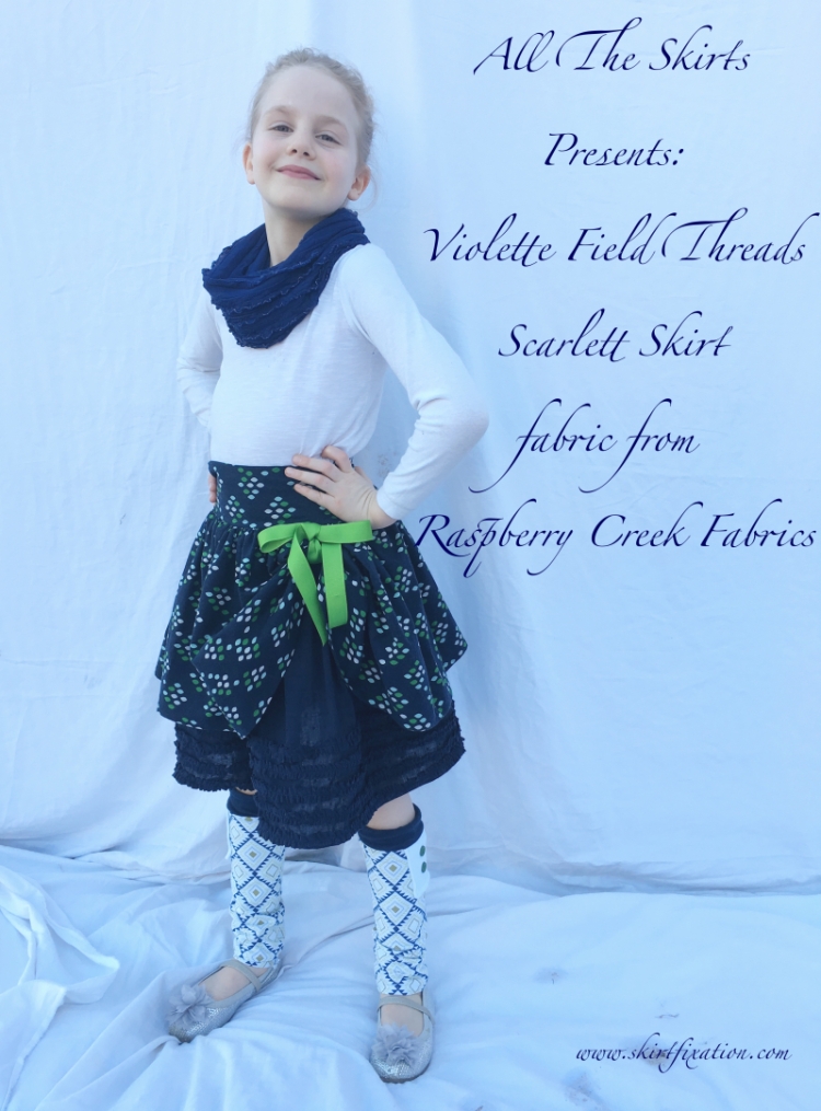 Violette Field Threads Scarlett Skirt and leg warmers sewn by Skirt Fixation using fabric from Raspberry Creek Fabrics