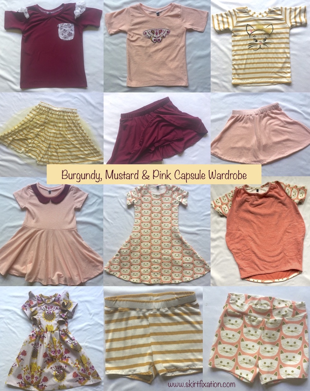 Burgundy, Mustard & Pink Toddler Capsule Wardrobe created by Skirt Fixation
